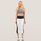 Personalisierter schwarzer Streifen Capri Leggings (Vorderseite)