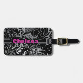 Personalisierter schwarzer Strudel-Gepäck-Umbau Gepäckanhänger (Vorderseite horizontal)