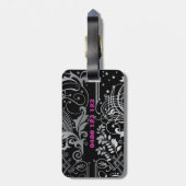 Personalisierter schwarzer Strudel-Gepäck-Umbau Gepäckanhänger (Rückseite vertikal)