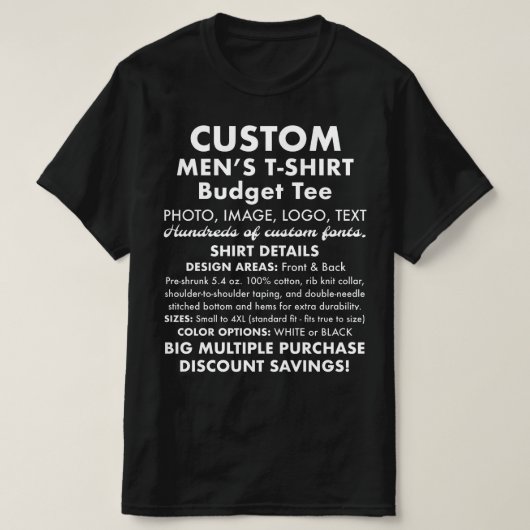Personalisierter Schwarzer T - Shirt für Männer (Design vorne)