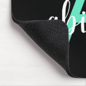 Personalisierter schwarzer Teal moderner Monogramm Mousepad (Ecke)