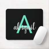 Personalisierter schwarzer Teal moderner Monogramm Mousepad (Mit Mouse)