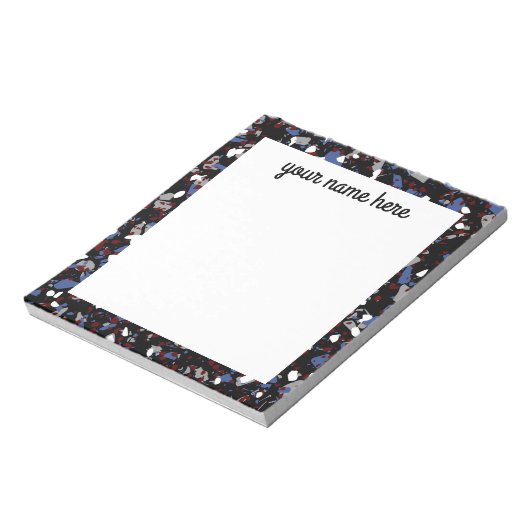 Personalisierter schwarzer Terrazzo Notepad Notizblock (Rotiert)