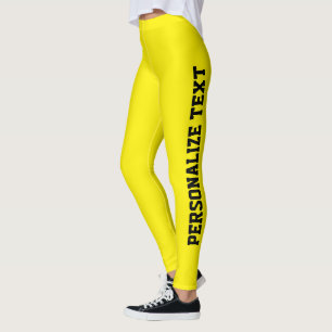 Personalisierter schwarzer Text Helle Gelbe Athlei Leggings
