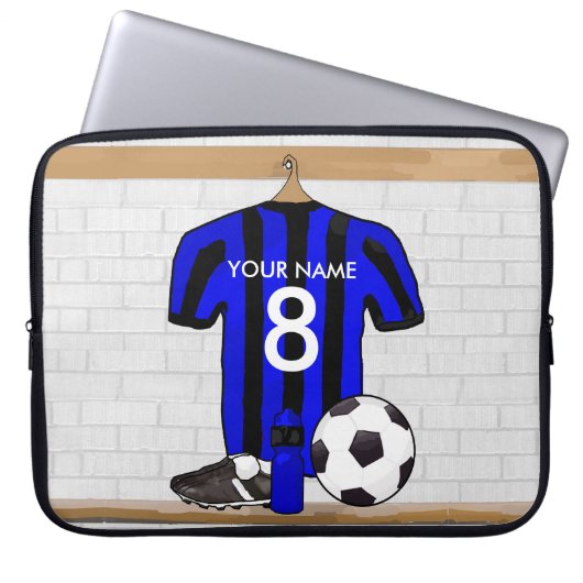 Personalisierter schwarzer und blauer laptopschutzhülle (Vorderseite)