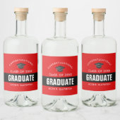 Personalisierter schwarzer und roter Abschluss Alkoholflaschenetikett (Flaschen)