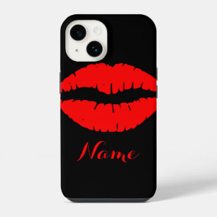Personalisierter schwarzer und roter Lippenstift D iPhone Hülle