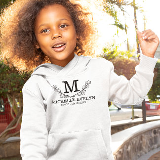 Personalisierter schwarzer und weißer Namensmonogr Hoodie