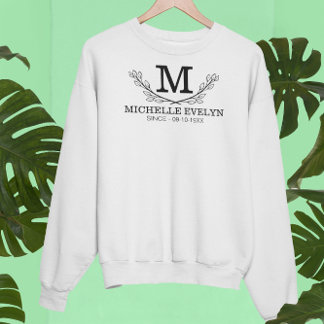 Personalisierter schwarzer und weißer Namensmonogr Sweatshirt