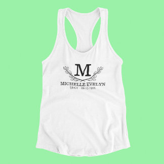 Personalisierter schwarzer und weißer Namensmonogr Tank Top
