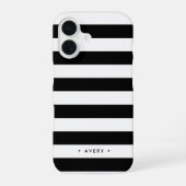 Personalisierter schwarzer und weißer Streifen iPhone 16 Hülle (Rückseite)