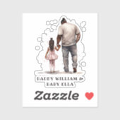 Personalisierter schwarzer Vater und Tochter (3) Aufkleber (Blatt)