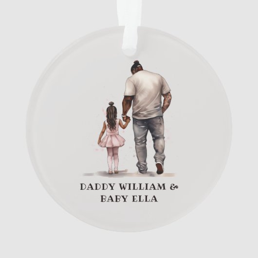 Personalisierter schwarzer Vater und Tochter (3) Ornament (Rückseite)