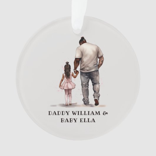 Personalisierter schwarzer Vater und Tochter (3) Ornament (Vorderseite)