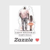 Personalisierter Schwarzer Vater und Tochter (4) Aufkleber (Blatt)