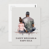 Personalisierter schwarzer Vater und Tochter (5) Postkarte (Vorne/Hinten)