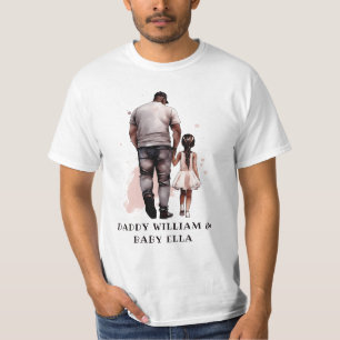 Personalisierter schwarzer Vater und Tochter T-Shirt