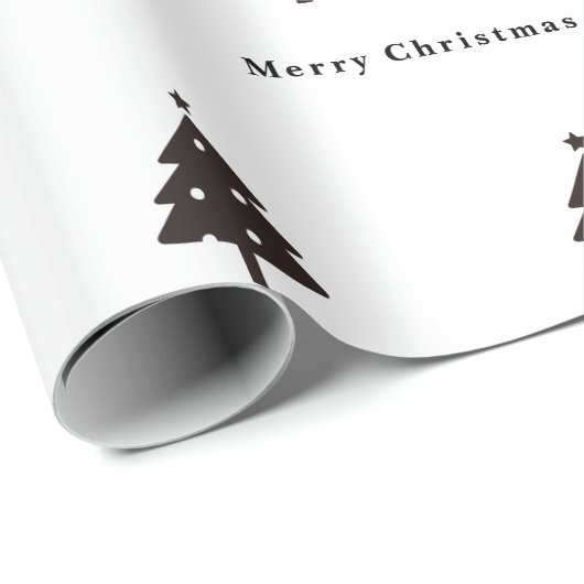 Personalisierter schwarzer Weihnachtsbaum Geschenkpapier (Rolleneckpunkt)