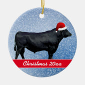 Personalisierter Schwarzer Winkel und Weihnachtsma Keramik Ornament (Vorne)