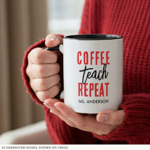 Personalisierter Schwarztypografie-Kaffeelehrer Tasse