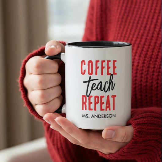 Personalisierter Schwarztypografie-Kaffeelehrer Tasse