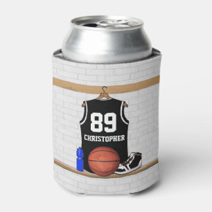 Personalisierter Schwarzweiss-Basketball Jersey Dosenkühler