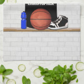 Personalisierter Schwarzweiss-Basketball Jersey Küchentuch (Gefaltet)