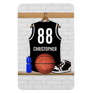 Personalisierter Schwarzweiss-Basketball Jersey Magnet