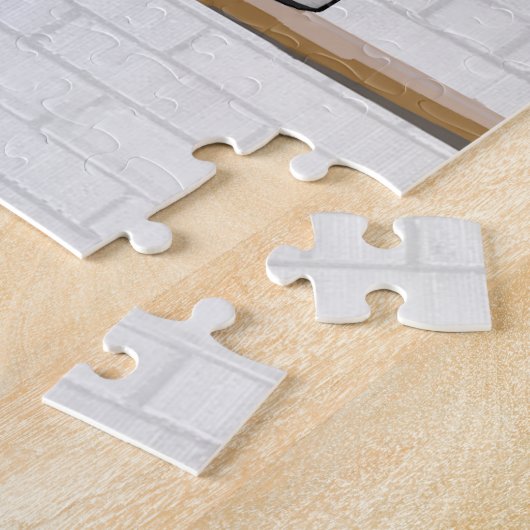 Personalisierter Schwarzweiss-Basketball Jersey Puzzle (Seite)