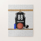 Personalisierter Schwarzweiss-Basketball Jersey Puzzle (Vertikal)