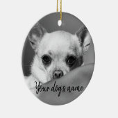 Personalisierter Schwarzweiss-Chihuahua Keramik Ornament (Rechts)