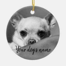 Personalisierter Schwarzweiss-Chihuahua Keramik Ornament