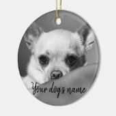 Personalisierter Schwarzweiss-Chihuahua Keramik Ornament (Links)