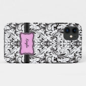 Personalisierter Schwarzweiss-Damast Case-Mate iPhone Hülle (Rückseite (Horizontal))