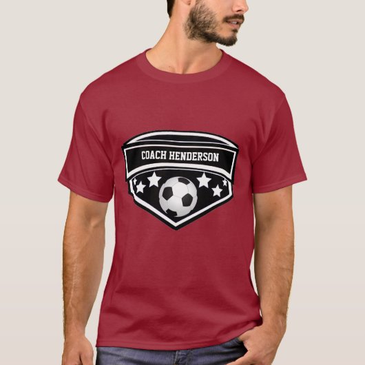 Personalisierter Schwarzweiss-Fußballtrainer T-Shirt (Vorderseite)