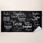 Personalisierter Schwarzweiss-Name Strandtuch (Vorderseite)