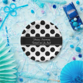 Personalisierter Schwarzweiss-Punkt-Papier-Teller Pappteller (Party)