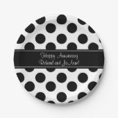Personalisierter Schwarzweiss-Punkt-Papier-Teller Pappteller (Vorderseite)