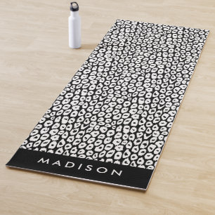 Personalisierter Schwarzweißleopard Yogamatte