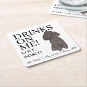 Personalisierter Schwarzwildhund Hochzeit Rechteckiger Pappuntersetzer (angewinkelt)