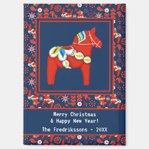 Personalisierter schwedischer Dala-Horse-Weihnacht Magnet