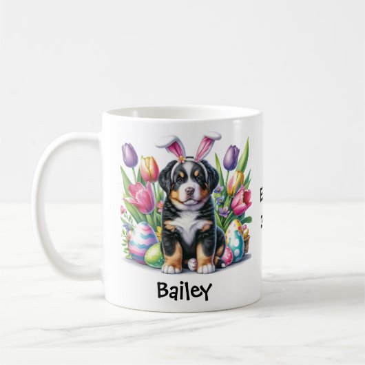 Personalisierter Schweizer Hundeschlitten Ostern/F Kaffeetasse (Links)