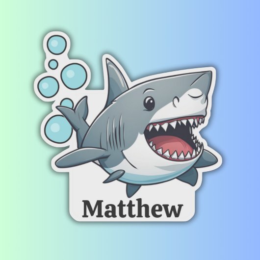 Personalisierter schwimmender Hai Wasserdicht Aufkleber