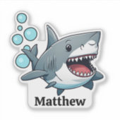 Personalisierter schwimmender Hai Wasserdicht Aufkleber (Vorderseite)