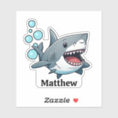 Personalisierter schwimmender Hai Wasserdicht Aufkleber (Blatt)