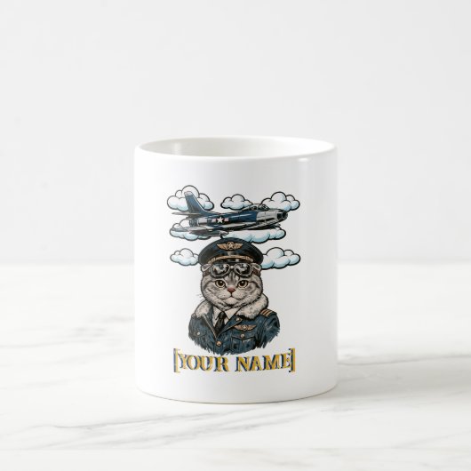 Personalisierter Scottish Fold Katzen-Pilot-Becher Kaffeetasse (Mittel)