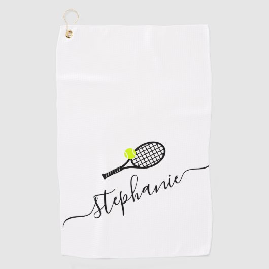 Personalisierter Script Name Tennis Handtuch (Vorderseite)