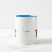 Personalisierter Script Name Turquoise Sea Turtle Zweifarbige Tasse (Mittel)