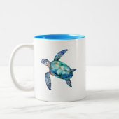 Personalisierter Script Name Turquoise Sea Turtle Zweifarbige Tasse (Links)