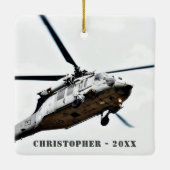 Personalisierter Seahawk-Militärhubschrauber MH-60 Keramikornament (Rückseite)